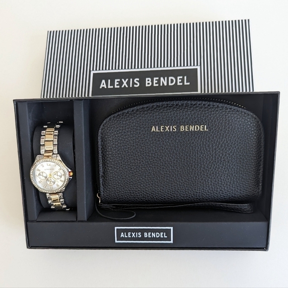 Alexis Bendel Analog Two-Tone Silver Gold Tone Crystal 38 mm Watch & Wallet - Picture 1 of 9